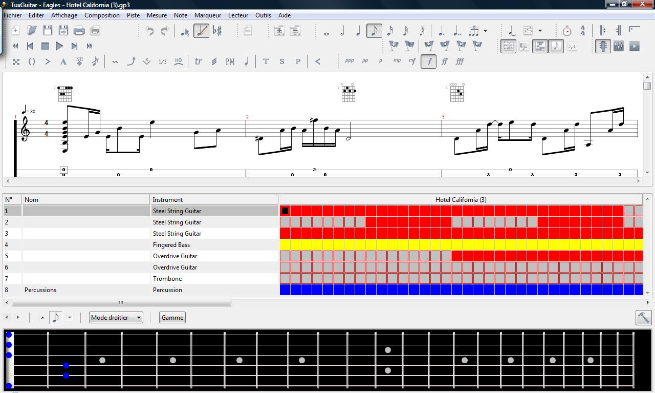 interface de TUXGUITAR
